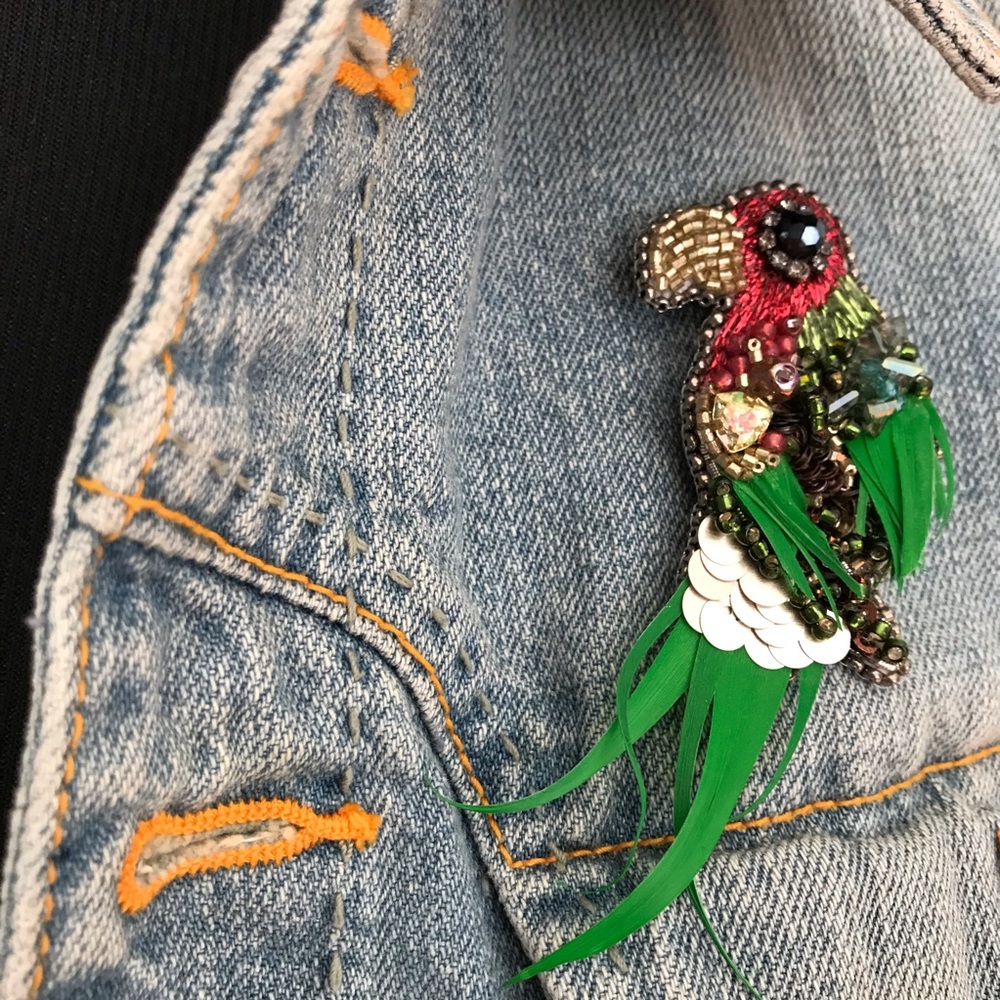 50 off Black Friday BROOCH “Green Parrot”